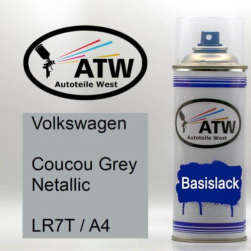 Volkswagen, Coucou Grey Netallic, LR7T / A4: 400ml Sprühdose, von ATW Autoteile West.